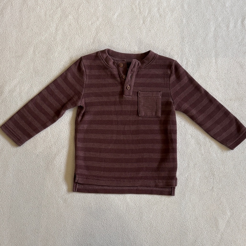 Cat & Jack Purple Striped Henley Long-Sleeve Top
